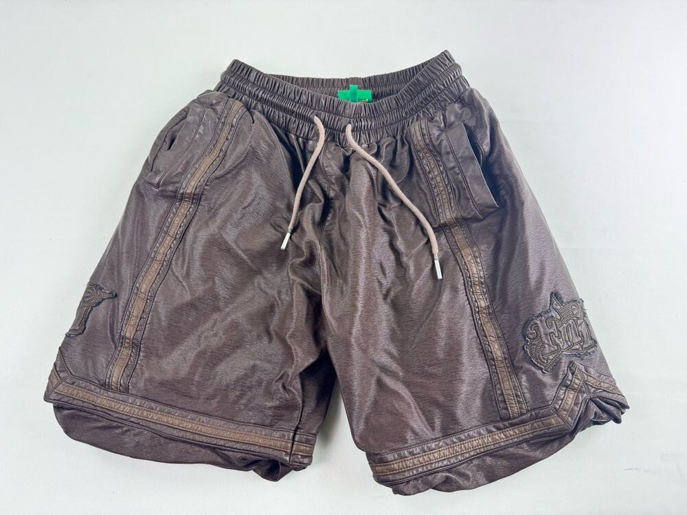 FNI Brand Men’s XL Brown Faux Leather Shorts Streetwear